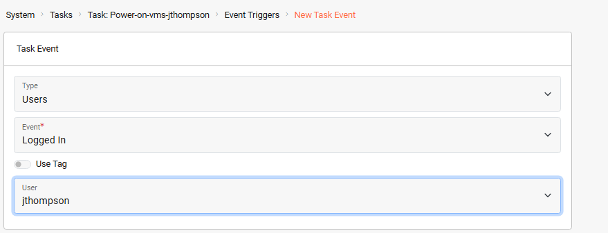 Event trigger user login